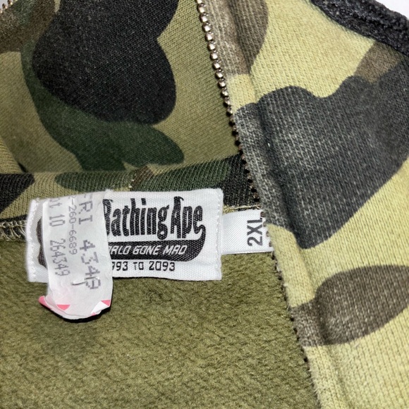 BAPE PONR 1ST ABC CAMO SHARK FULL ZIP HOODIE MENS IN GREEN - Size XXL - Picture 8 of 9